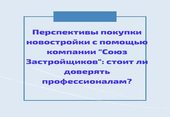 Перспективы покупки новостройки с помощью компании "Союз Застройщиков": стоит ли доверять профессионалам?