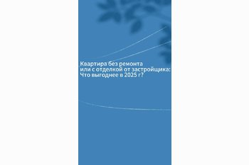  Квартира без ремонта или с отделкой от застройщика: что выгоднее в 2025 году?