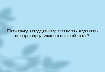Почему студенту стоит купить квартиру именно сейчас?